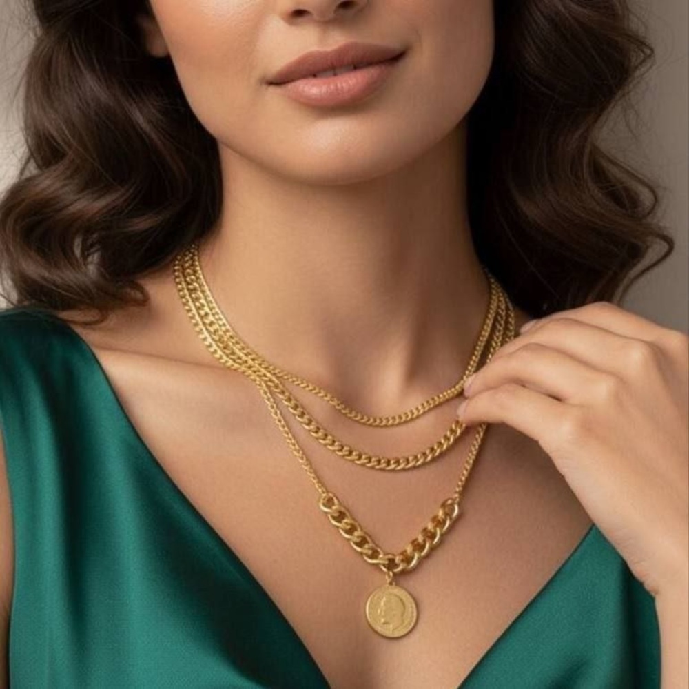 Elegant Gold  stainless steel Layered  Necklace